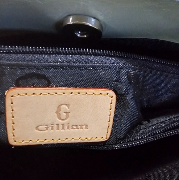 Gillian vintage tote bag patent leather light olive/cream color Gillian logo - Picture 7 of 7